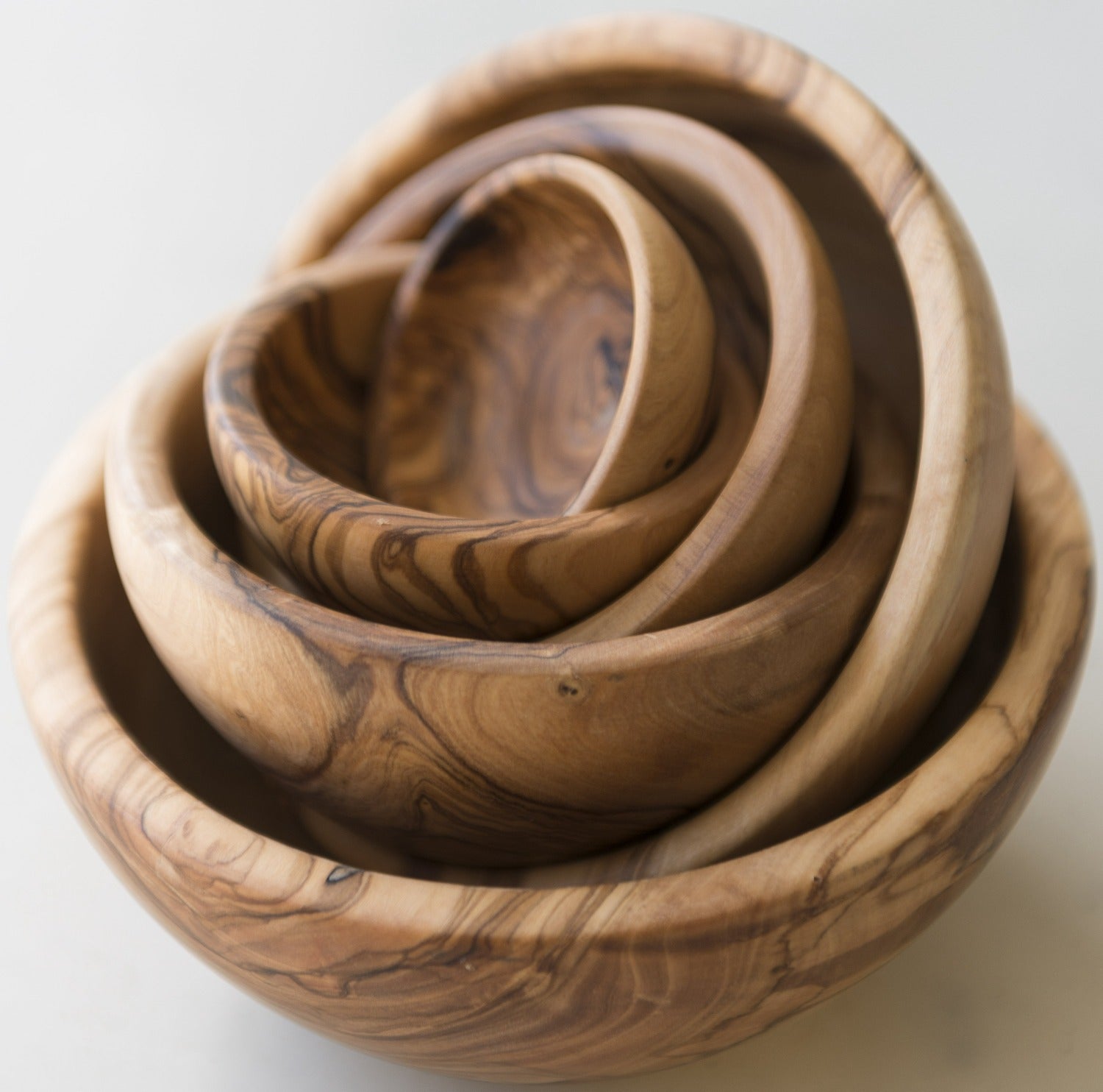 Olive Wood Nesting Bowls, Set of 6