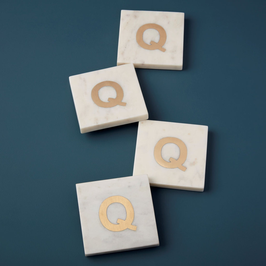 Verona Marble Monogram Coasters Set of 4 - Letter Q