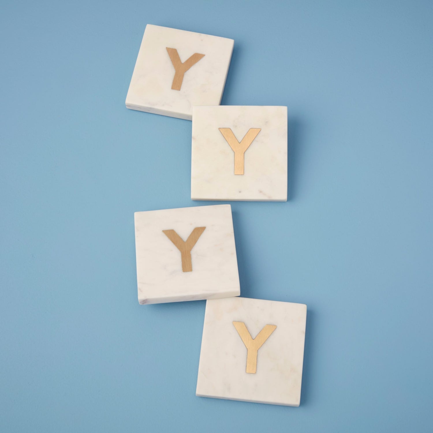Verona Marble Monogram Coasters Set of 4 - Letter Y