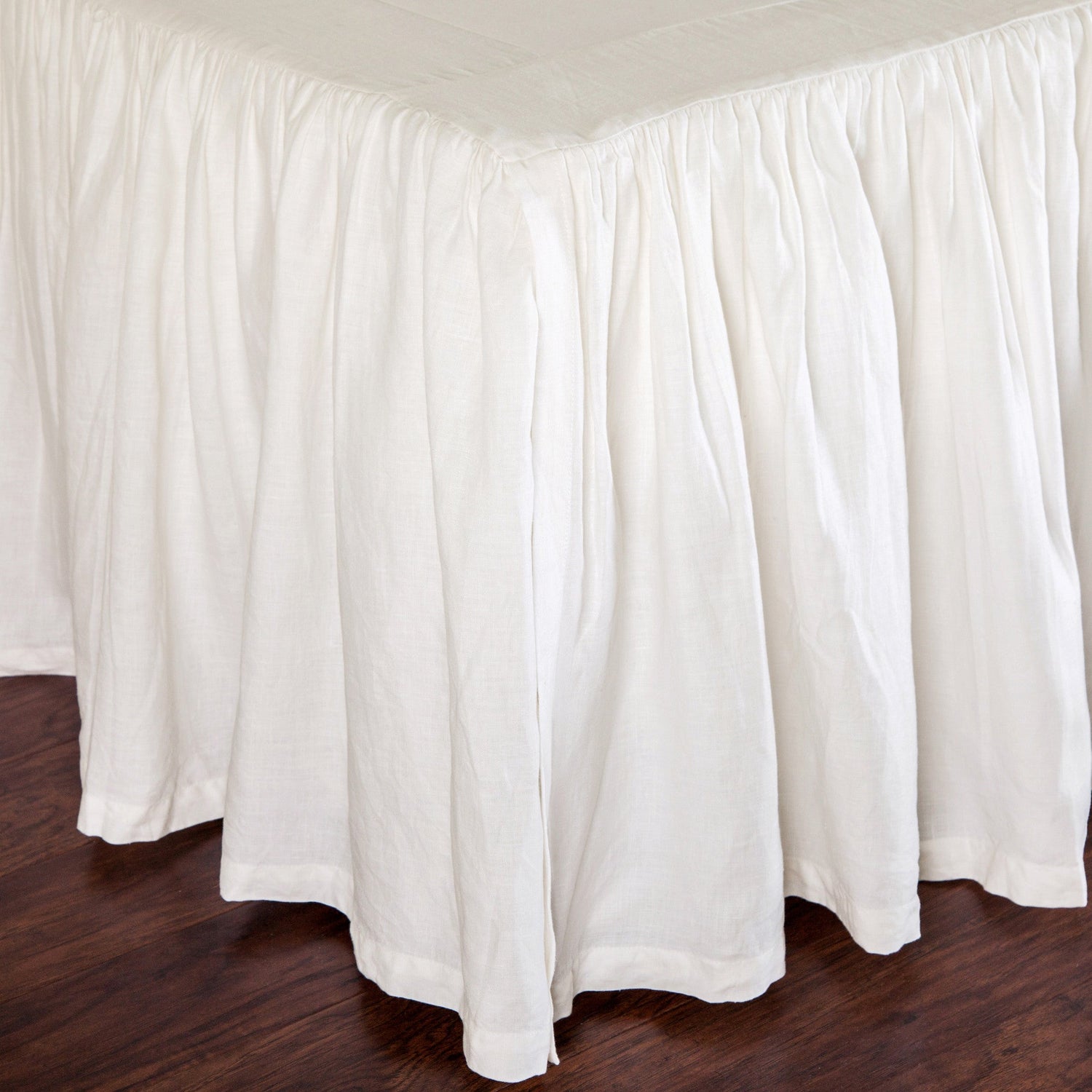 Gathered Linen Queen Bedskirt, Cream