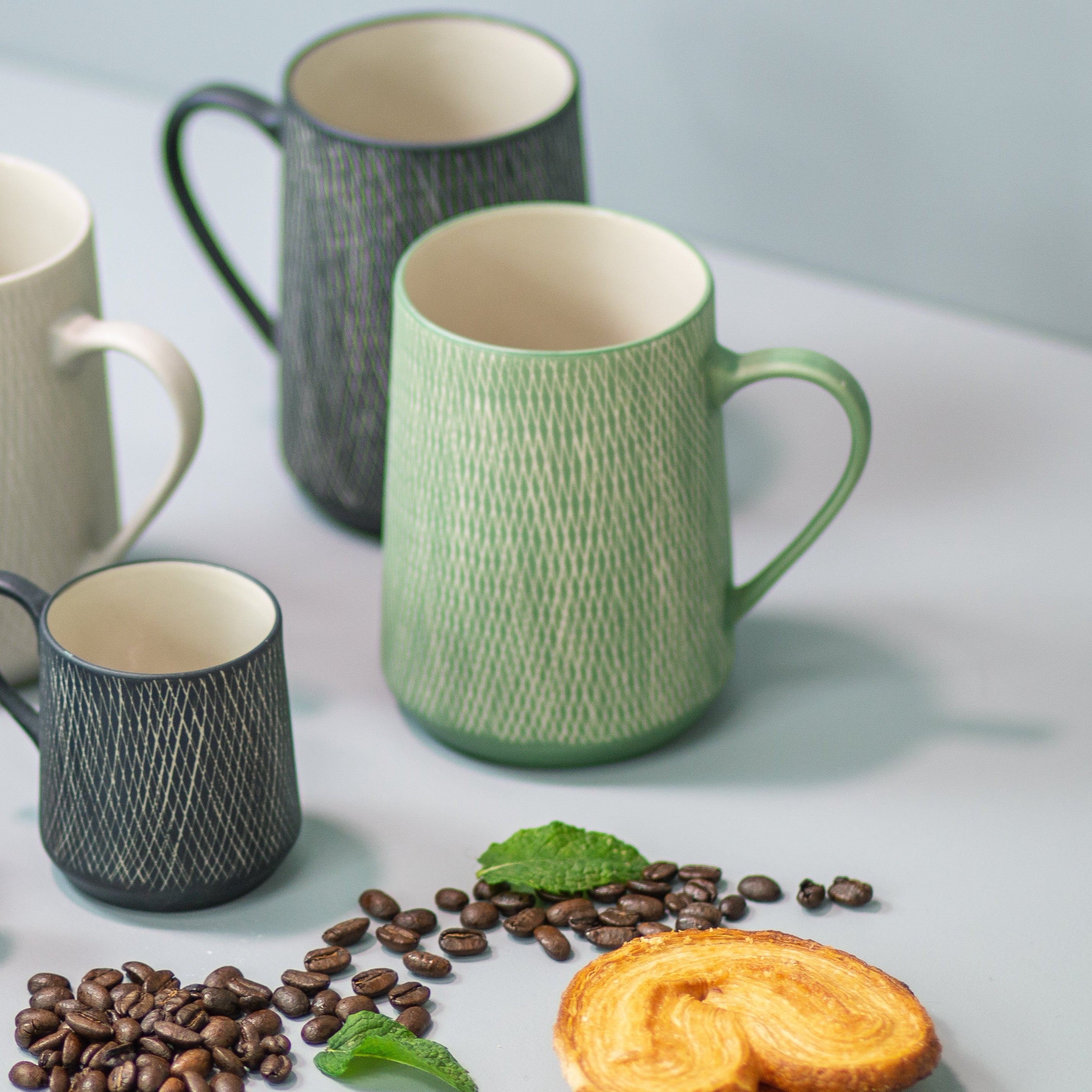 Jade Crosshatch Espresso Cups, Set of 4