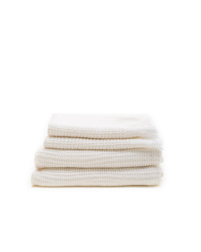 Ella Waffle Bath Towel, White