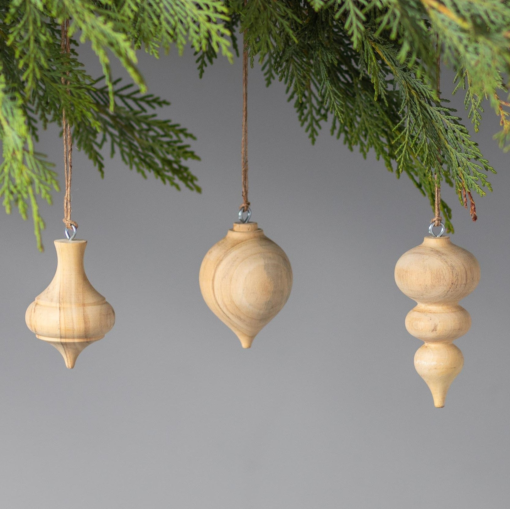 Pine Round Drop Spindle Ornament