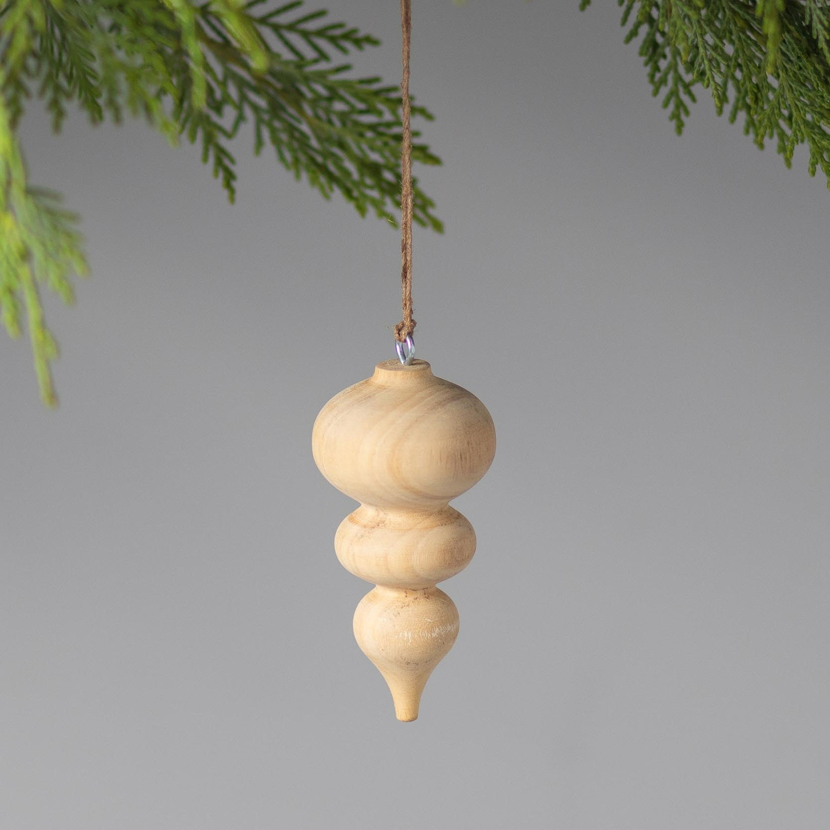 Pine Triple Drop Spindle Ornament