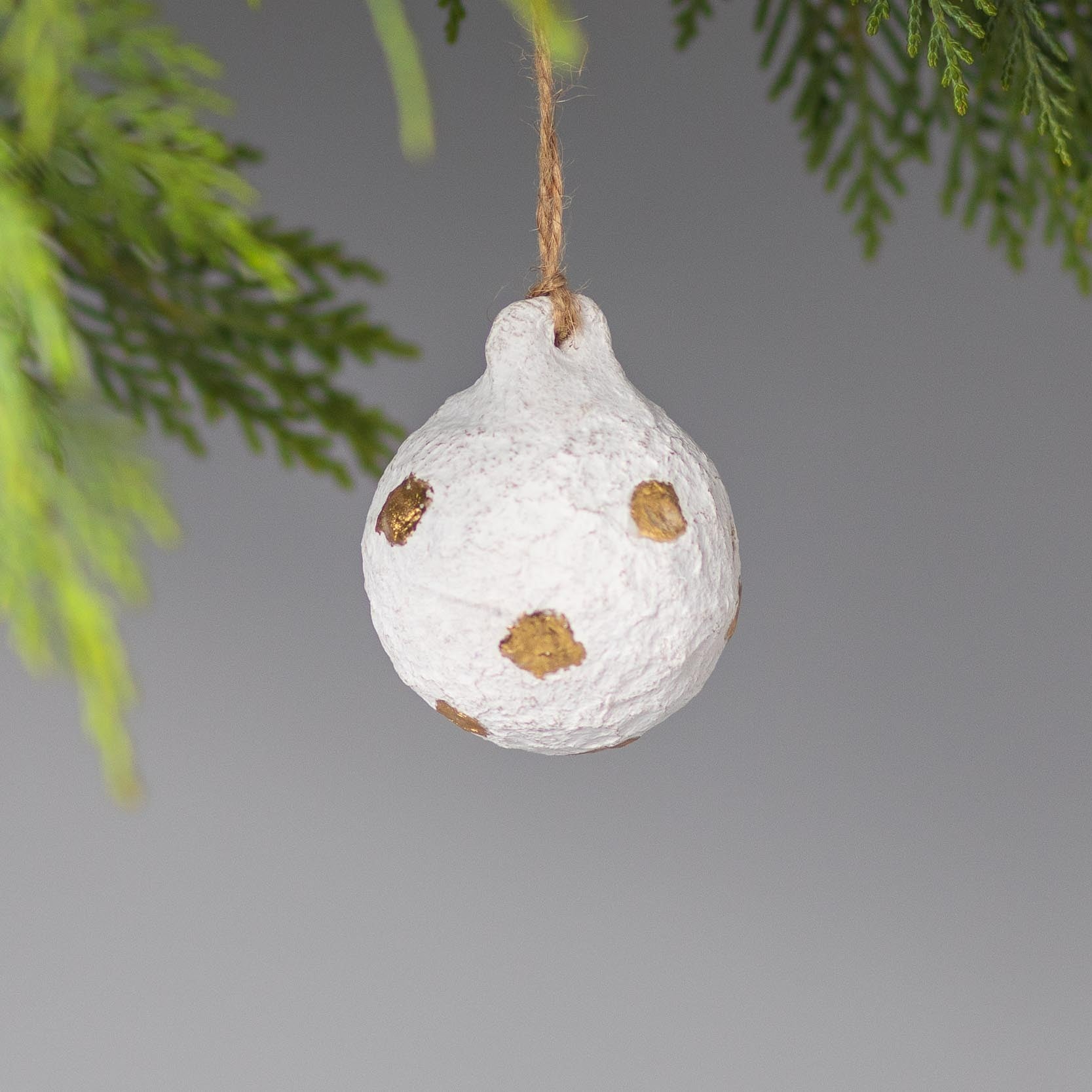 Cotton Mache Dotted Ball Ornament