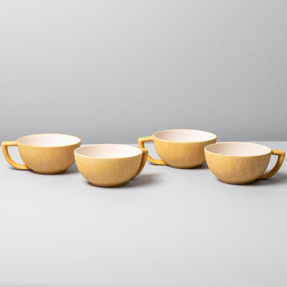 Marigold Crosshatch Latte Mugs, Set of 4