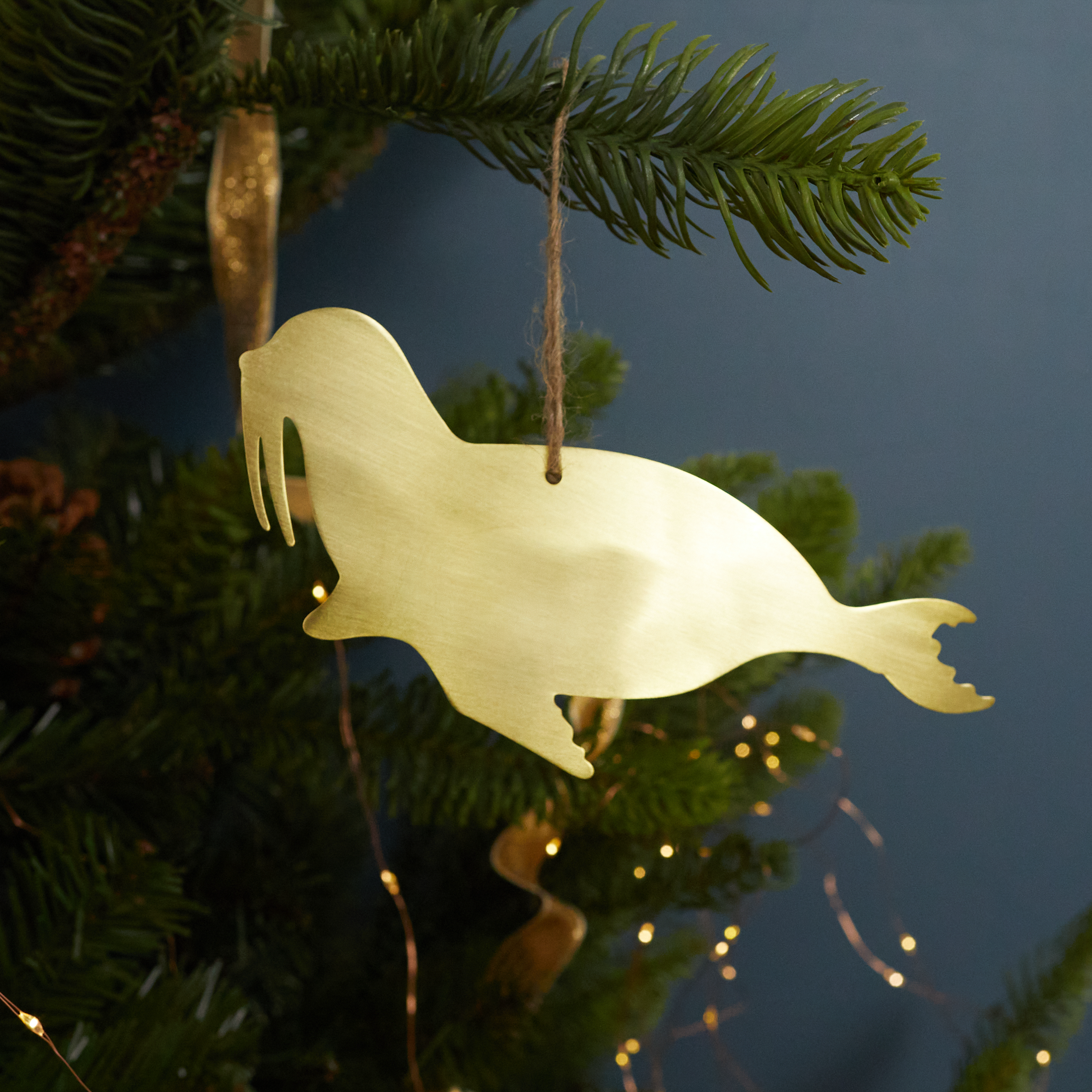 Gold Stencil Ornament, Walrus