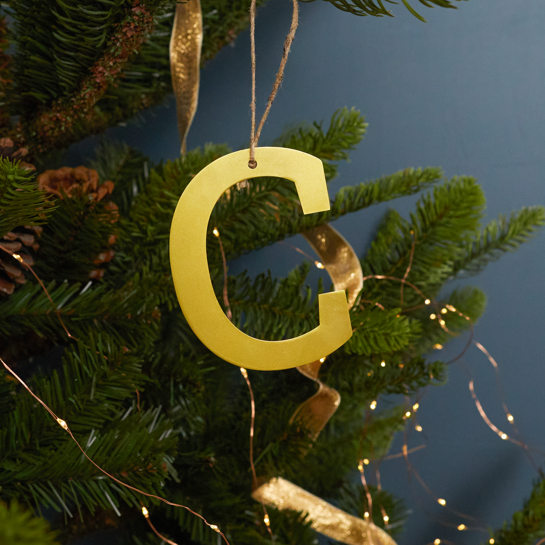 Gold Letter Ornament, C