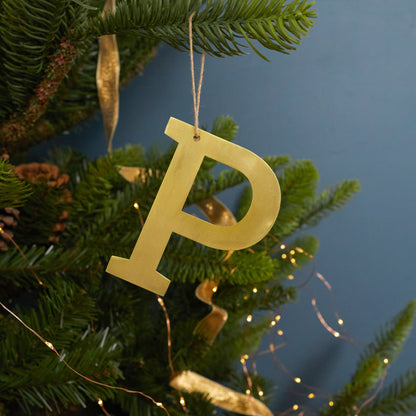 Gold Letter Ornament, P