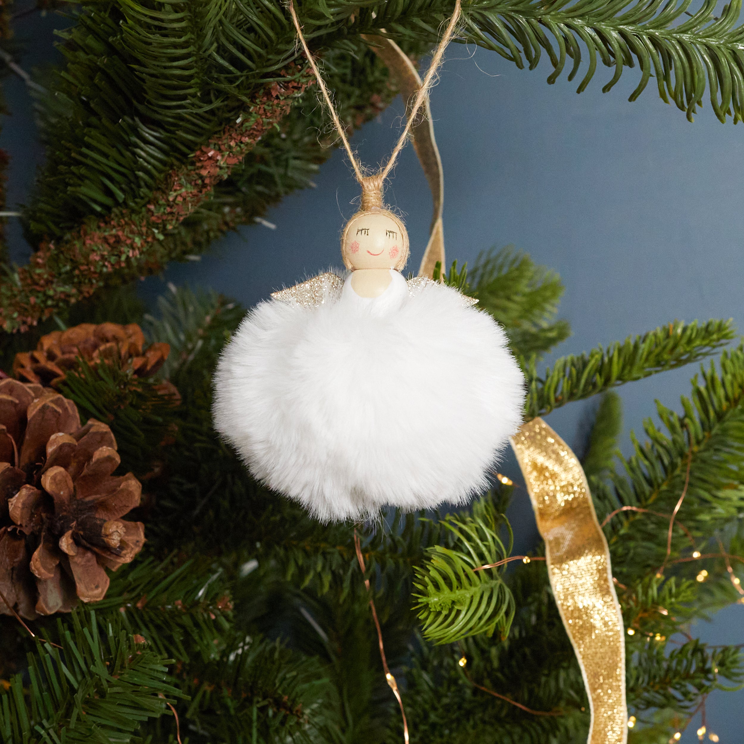 Faux Fur Angel Ball Ornament