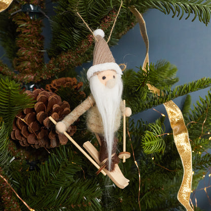 Nordic Skier Santa Ornament