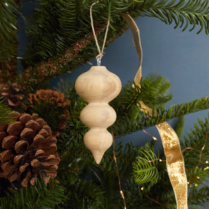 Pine Triple Drop Spindle Ornament
