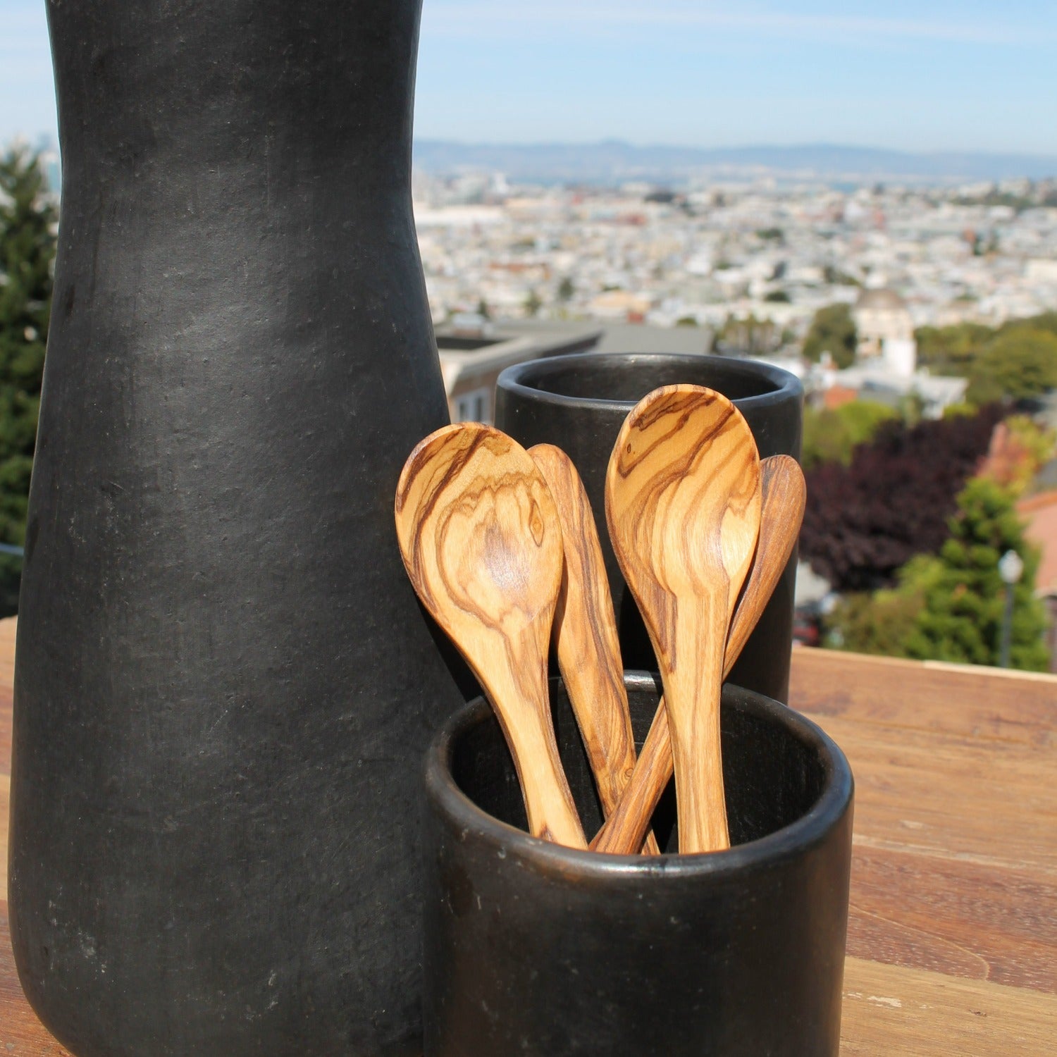 Olive Wood Spoons, Large Set of 4