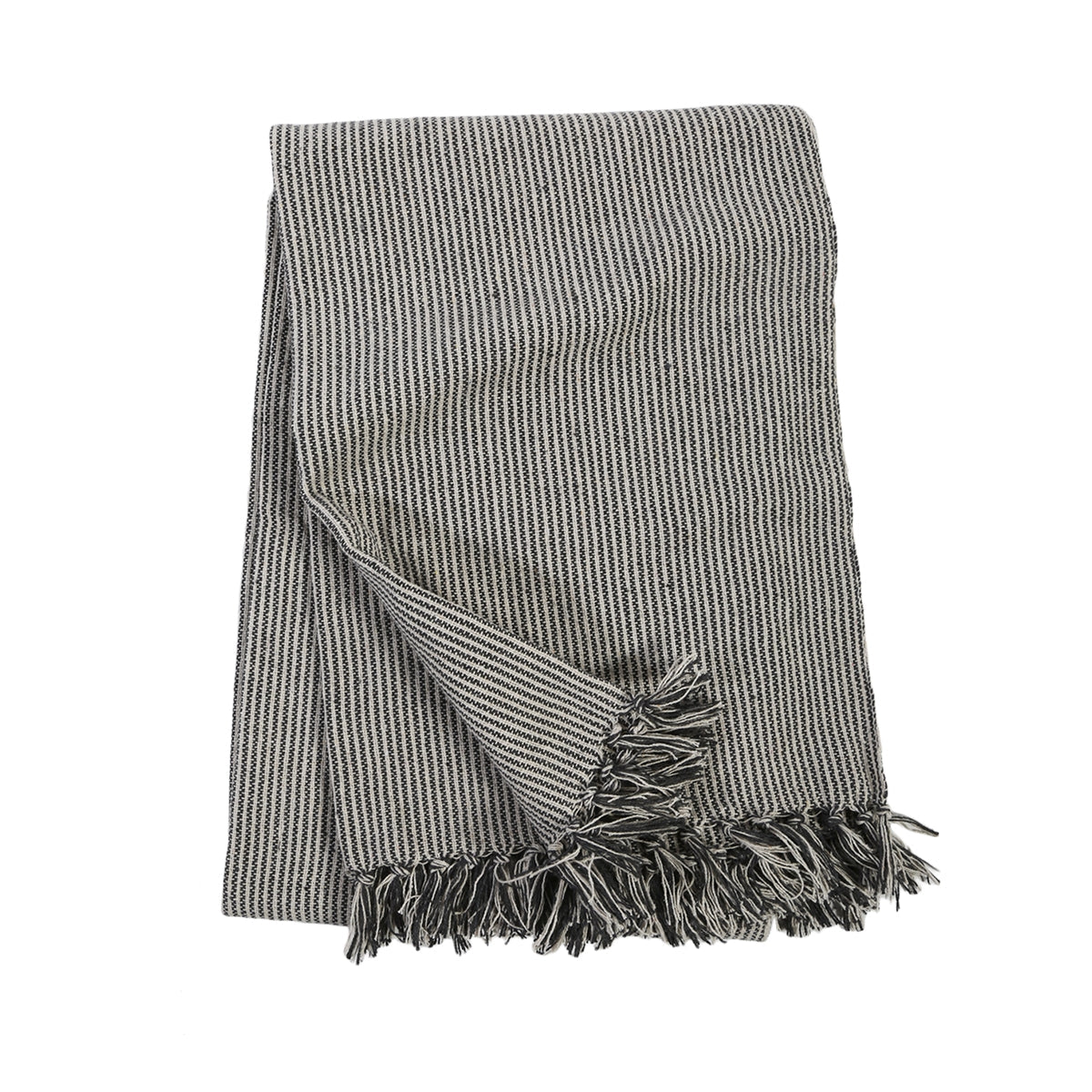James Oversized Throw, Ivory and Charcoal