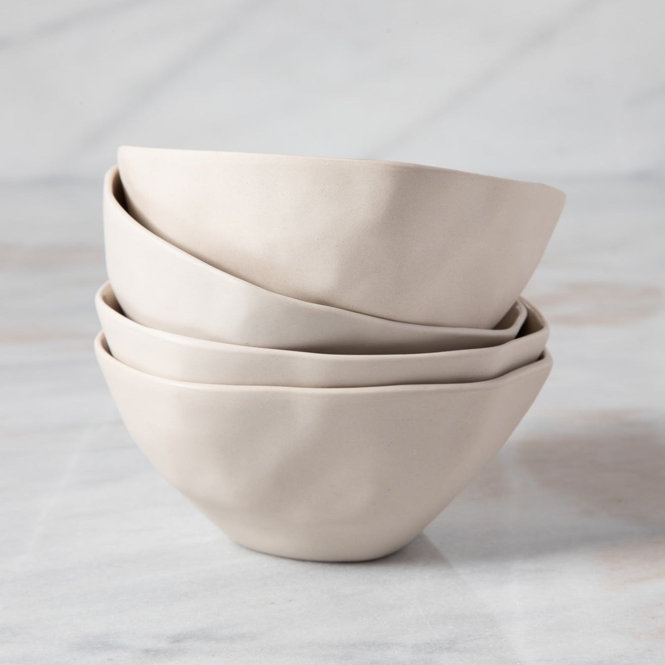 Tam Stoneware Dessert Bowl, Pearl, Set of 4