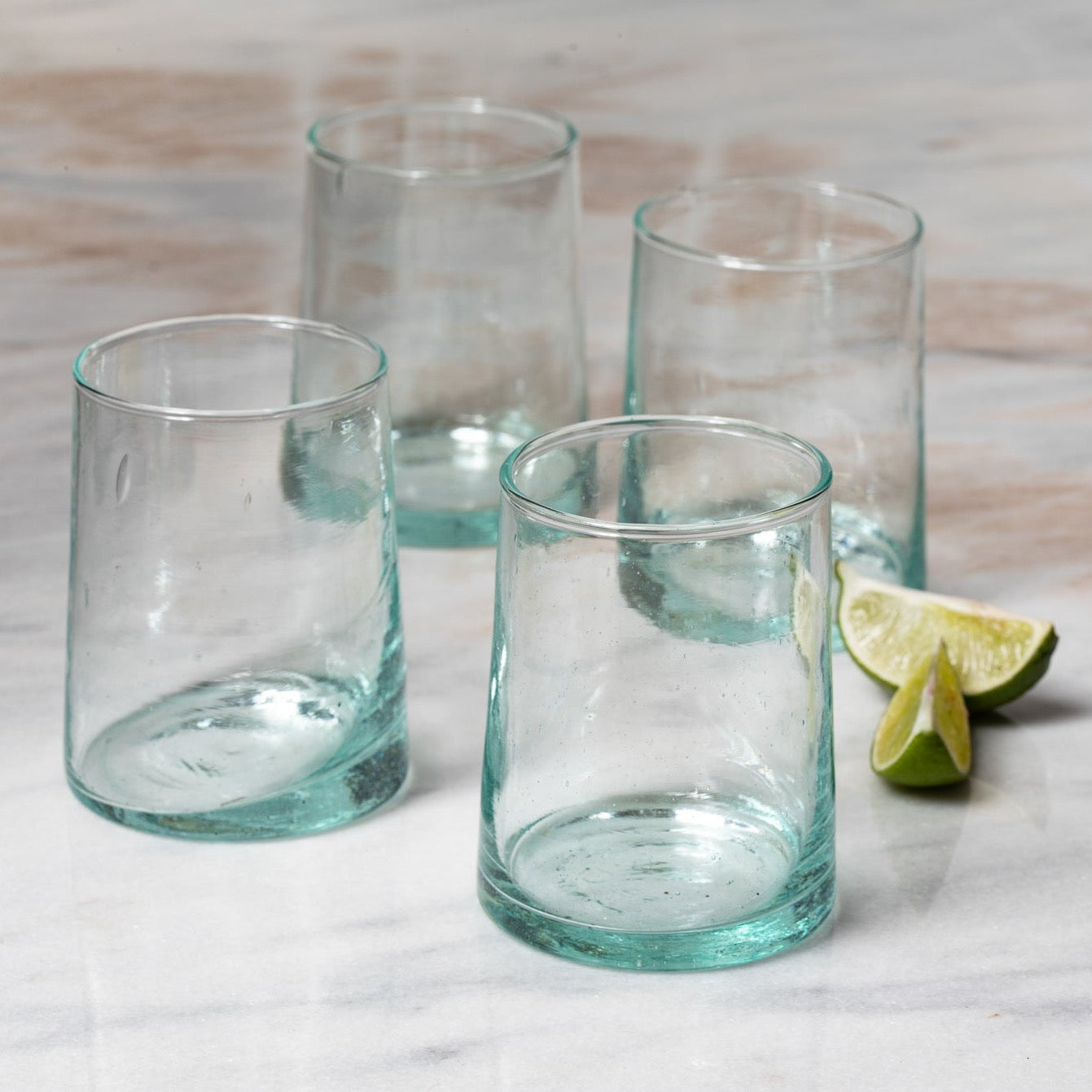 Recycled Cone Glass, Clear, Set of 4