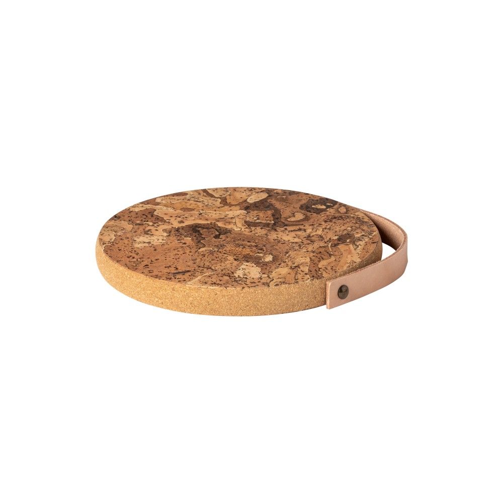 Cork Trivet with Leather Handle, Small