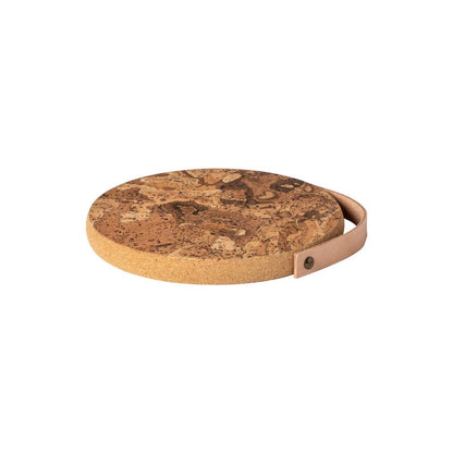 Cork Trivet with Leather Handle, Small