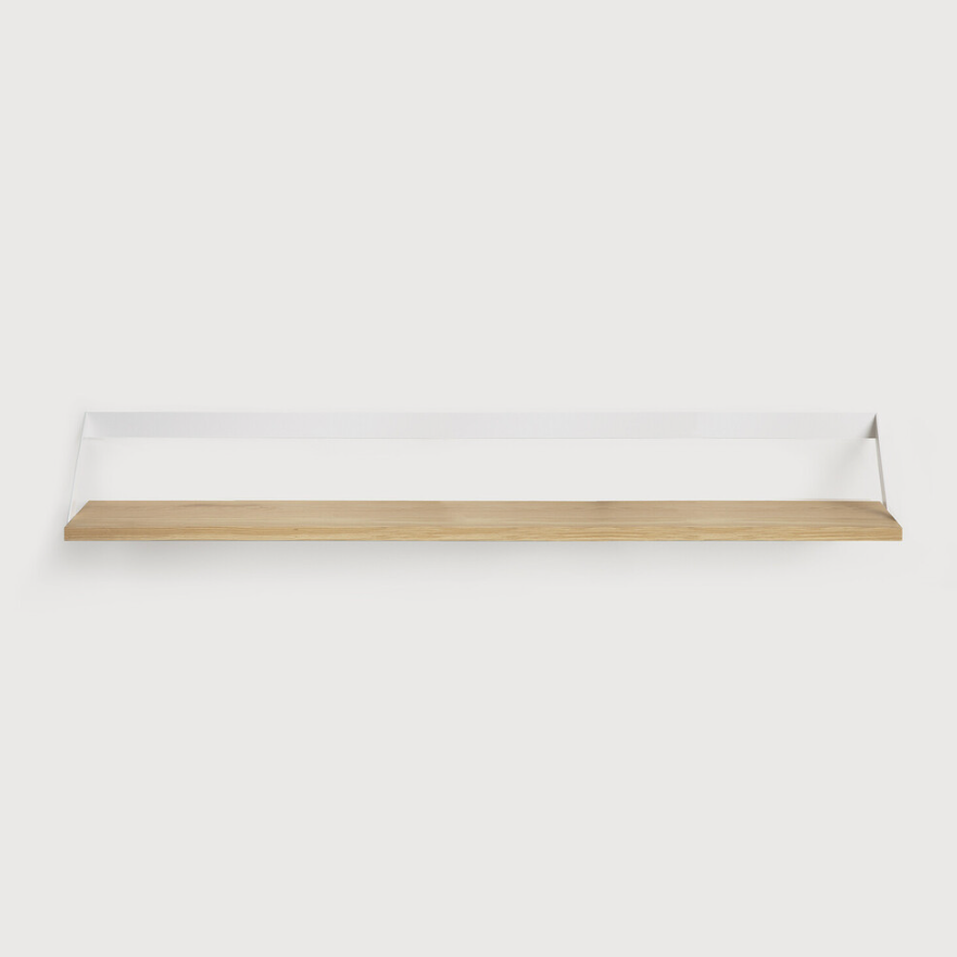Ribbon Solid Oak Shelf with White Metal, 55&quot;