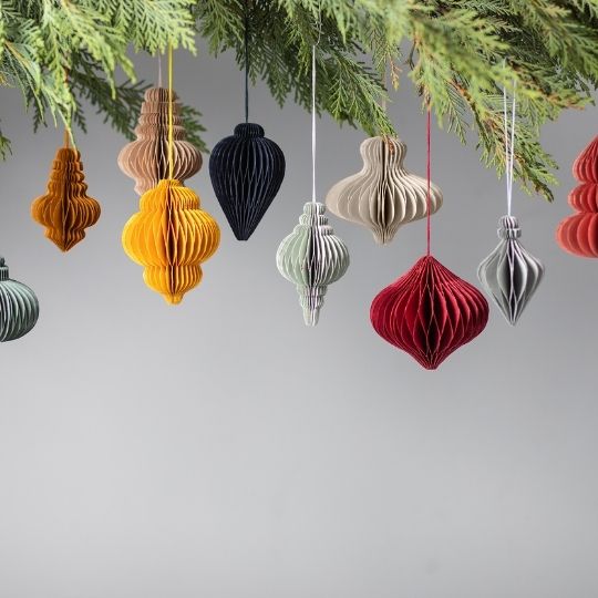 Recycled Paper Accordion Ornaments, Set of 10