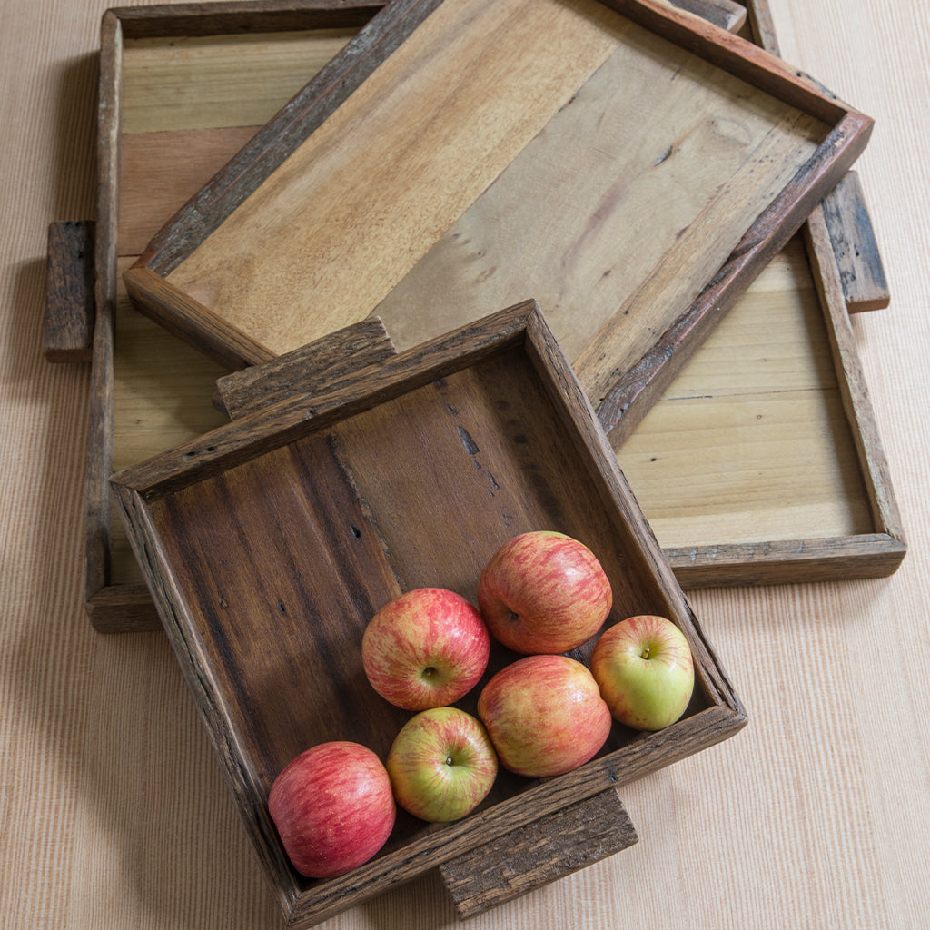 Reclaimed Wood Tray Square, Small