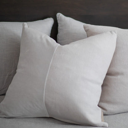 Velvet &amp; Linen Square Pillow, Pearl Grey