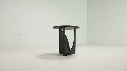 Geometric Side Table, Black Oak