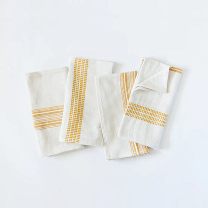 Aden Napkins, Natural with Yellow, Set of 4