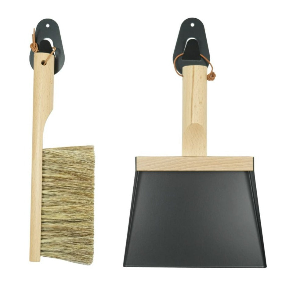 Dustpan &amp; Natural Brush Set, Black