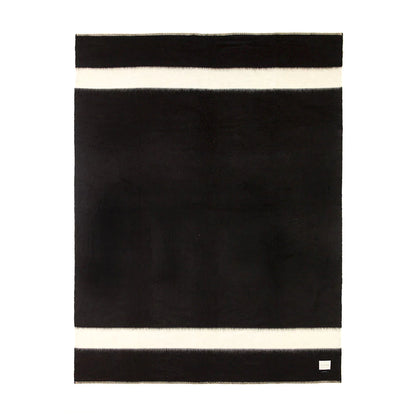 Siempre Blanket, Black with Ivory Stripe