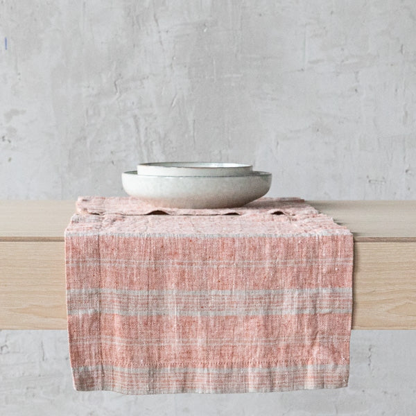 Multistripe Placemat, Brick and Natural, Set of 4