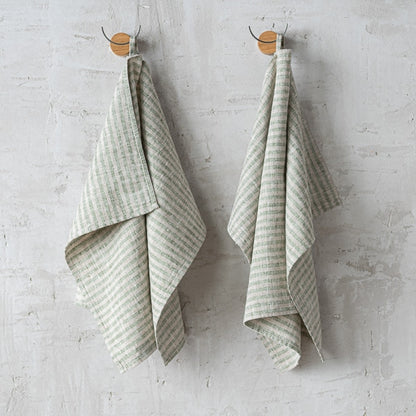 Brittany Hand Towels, Set of 2,  Forest Green and Natural