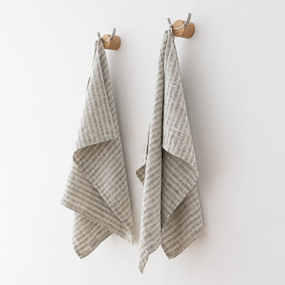 Brittany Hand Towels, Set of 2,  Forest Green and Natural