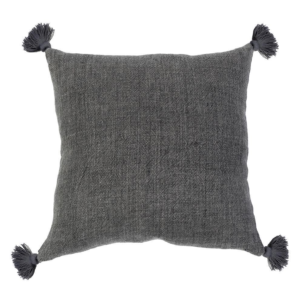 Montauk Square Pillow with Tassels, Charcoal