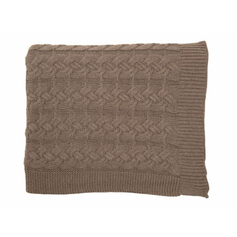 Belmont Double Cable Knit Throw, Brown