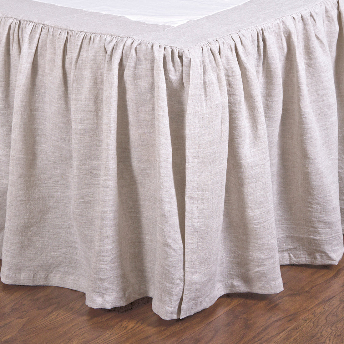 Gathered Linen Queen Bedskirt, Flax