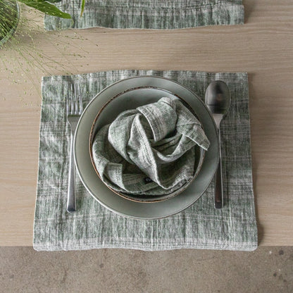 Multistripe Placemat, Forest Green and Natural, Set of 4