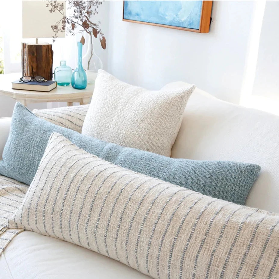 Jojo Large Rectangular Pillow, Ivory &amp; Blue Grey