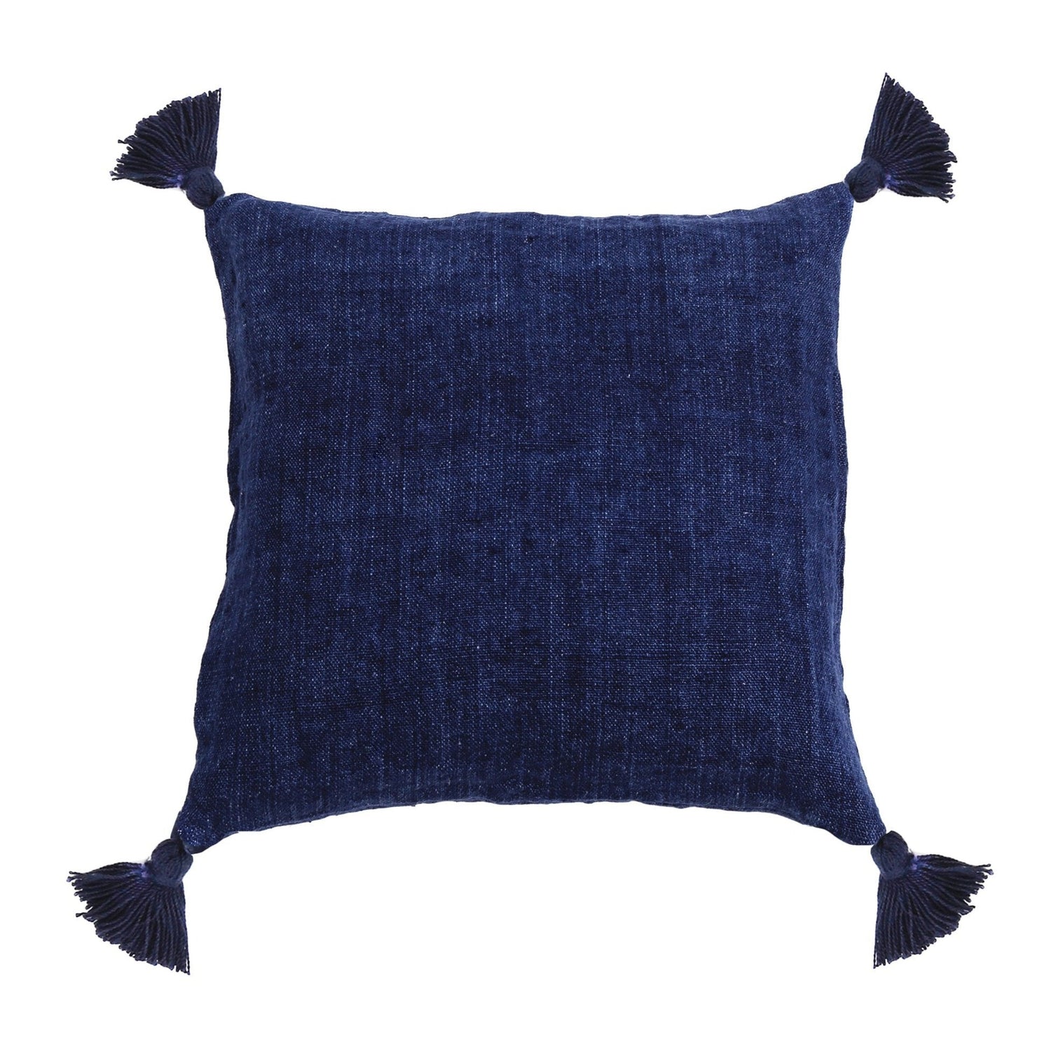 Montauk Square Pillow with Tassels, Indigo