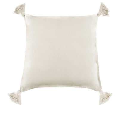 Montauk Square Pillow with Tassels, Cream