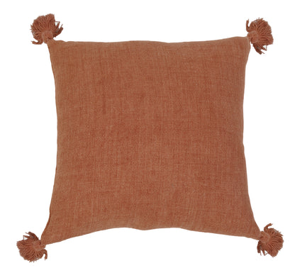 Montauk Square Pillow with Tassels, Terra Cotta