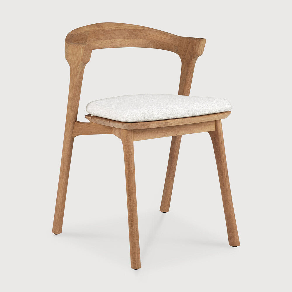 Bok Solid Teak Outdoor Dining Chair With Off White Fabric