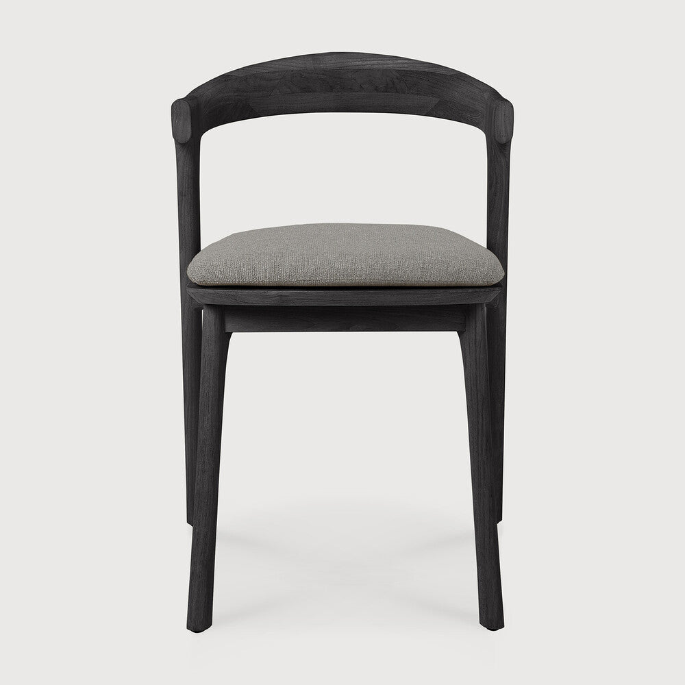 Bok Solid Black Teak Outdoor Dining Chair With Mocha Fabric