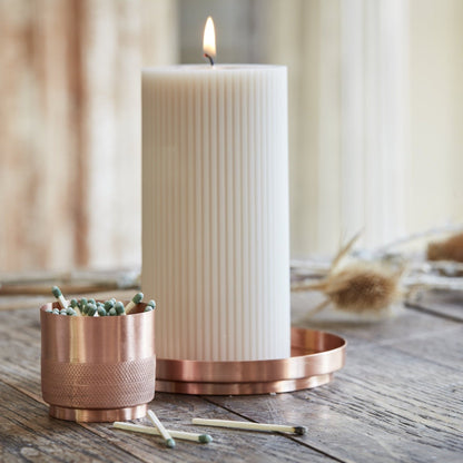 Ribbed Pillar Candle, Parchment