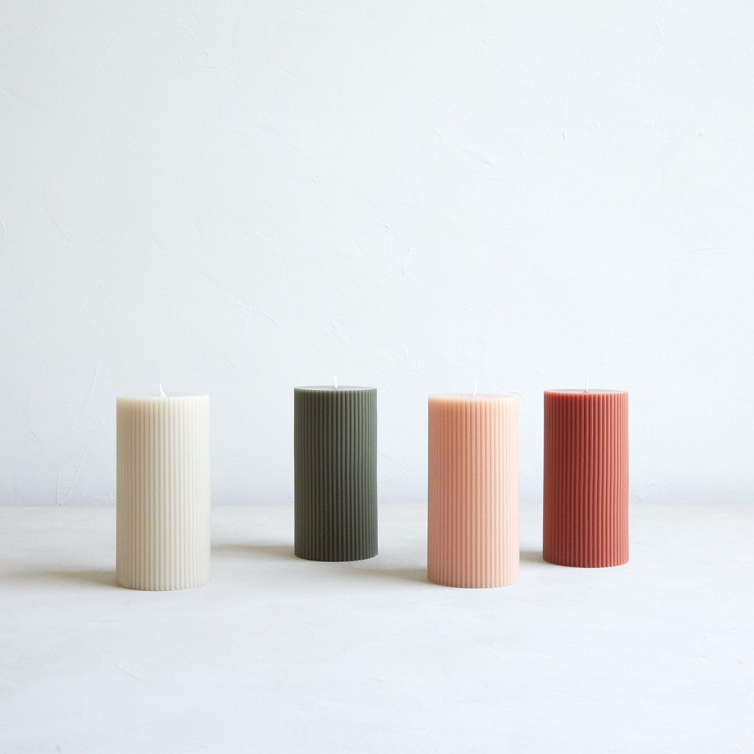 Ribbed Pillar Candle, Parchment