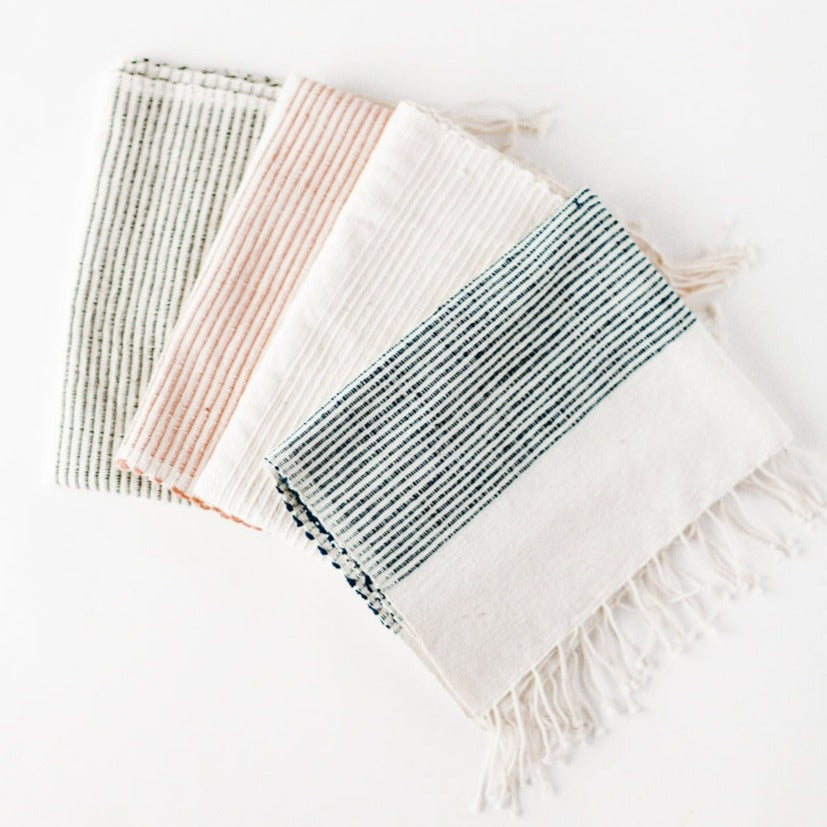 Riviera Striped Cotton Hand Towel, Natural with Navy