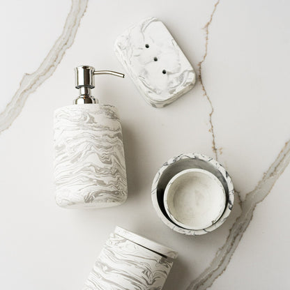 Marbled Cement Soap Dispenser, Gray