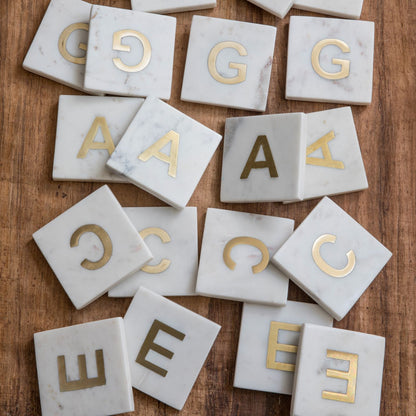Verona Marble Monogram Coasters Set of 4 - Letter E