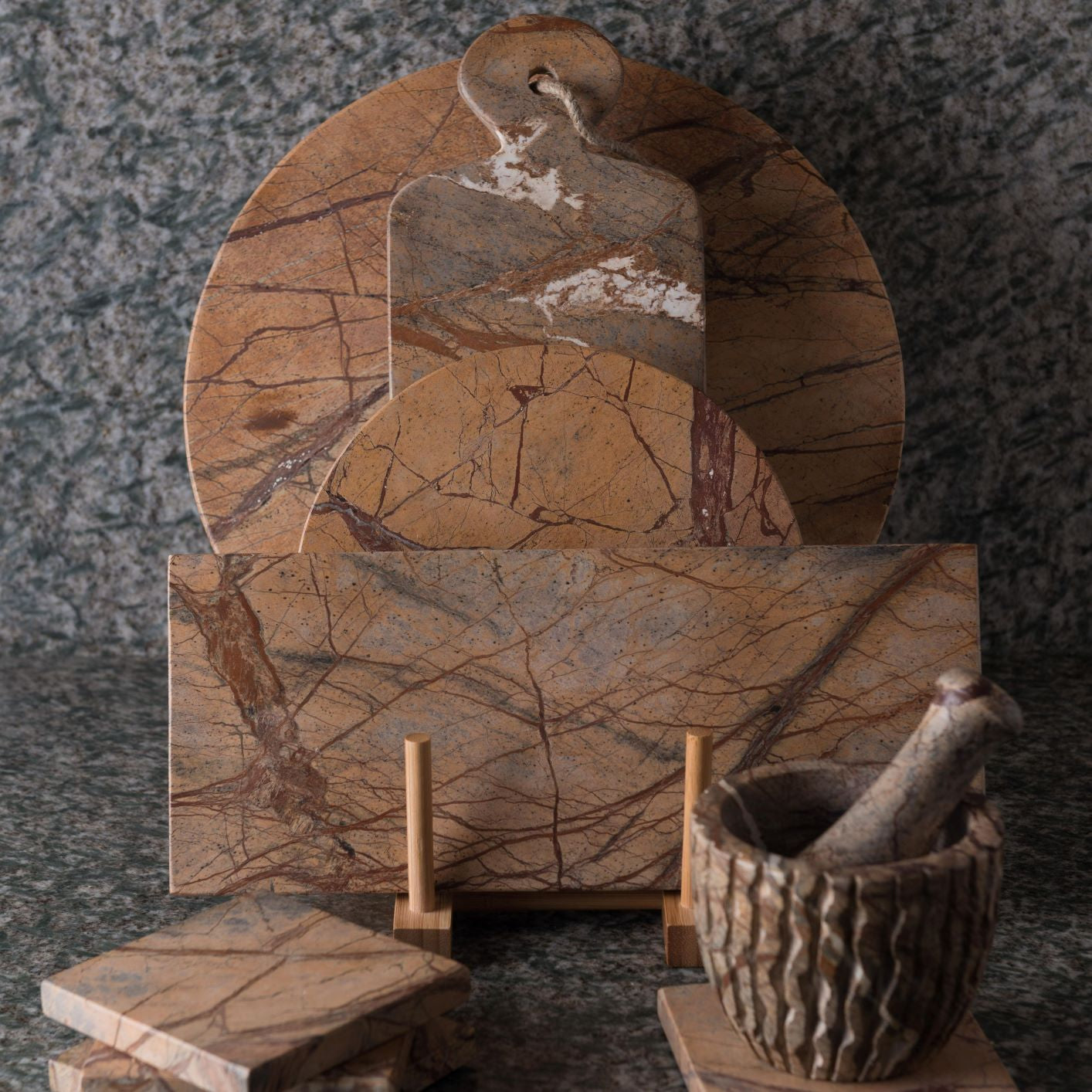 Forest Marble Rectangular Board with Handle, Large