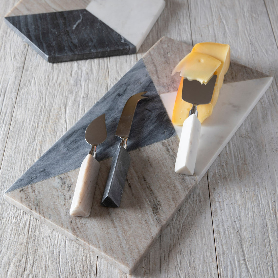 Geometric Marble Cheese Knife Set